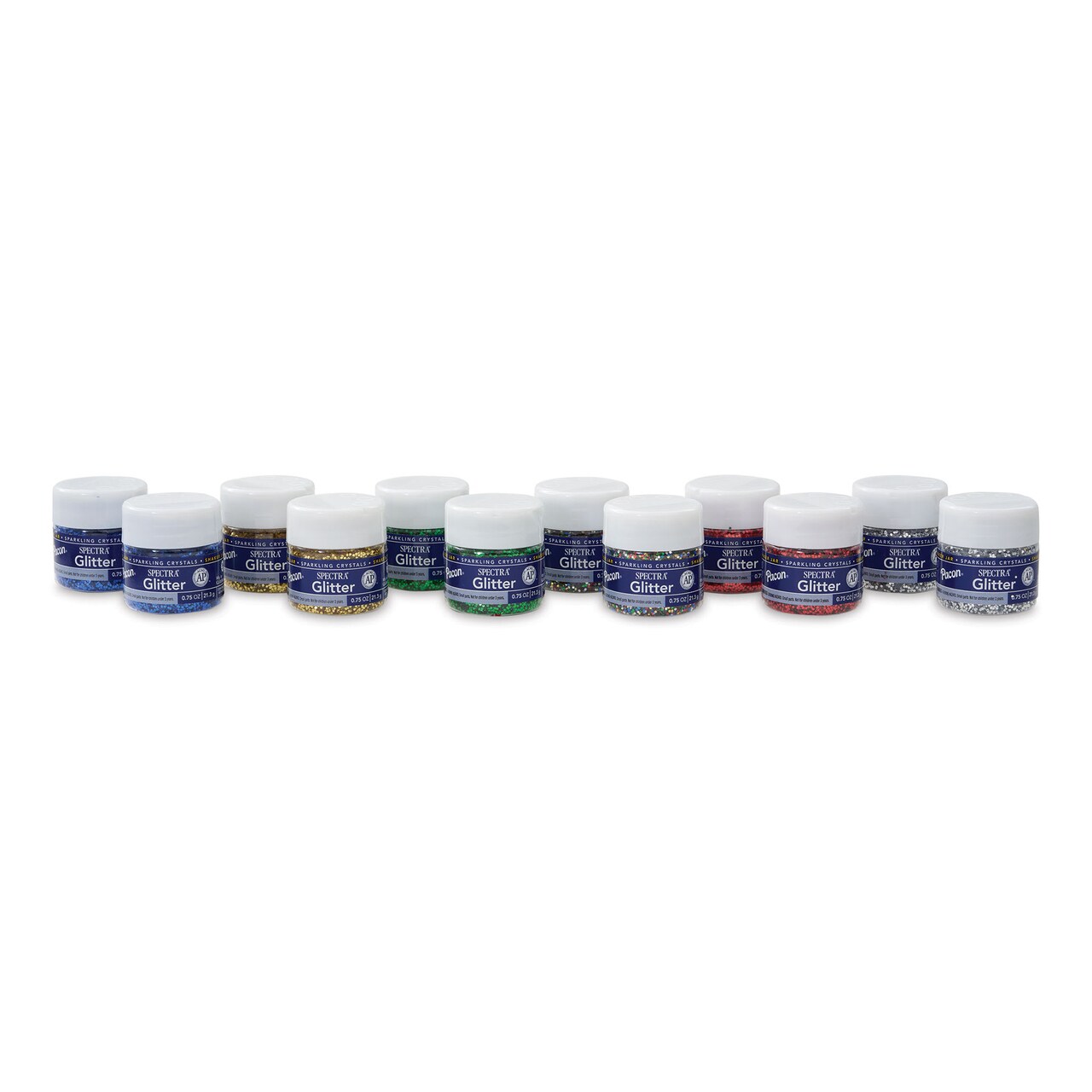 Spectra Sparkling Crystals Glitter - 3/4 oz, Set of 12 Jars, Assorted Colors